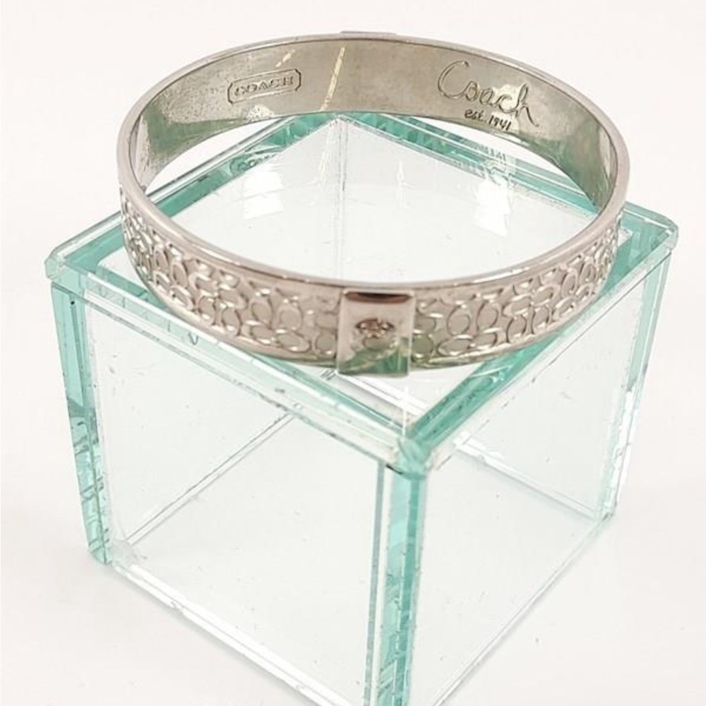Coach Bangle Bracelet Legacy Silver Color "C" Logo Embossed Metal